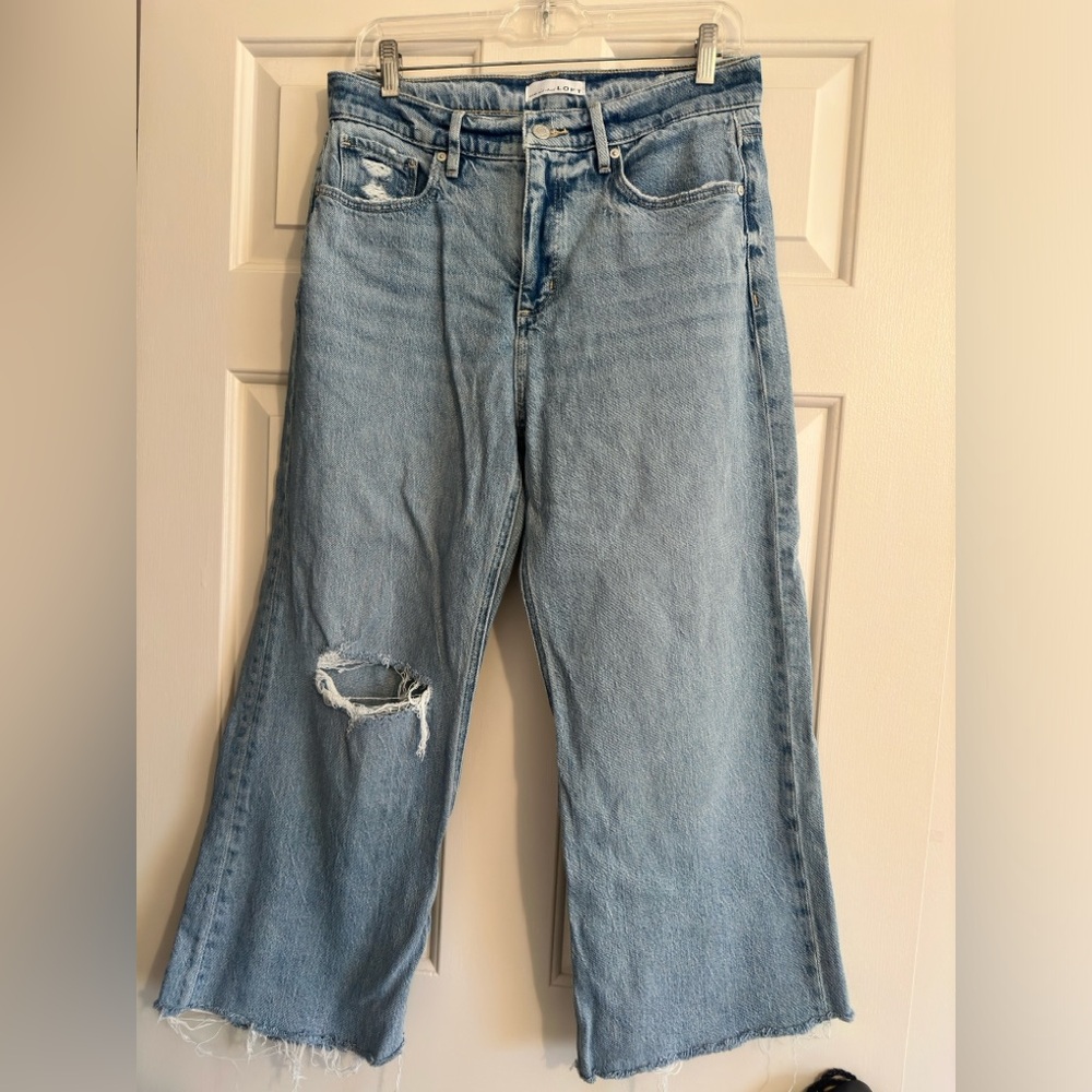 LOFT Light Blue Distressed Wide Leg Jeans